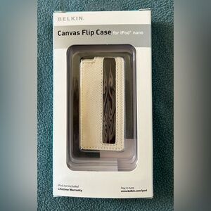 Belkin Cream Canvas Flip Case with Brown Accent.
